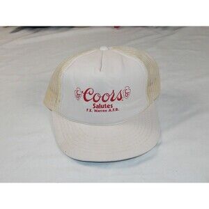 VTG Vintage Snapback Trucker Hat - White Coors Salutes F.E. Warren AFB Air Force